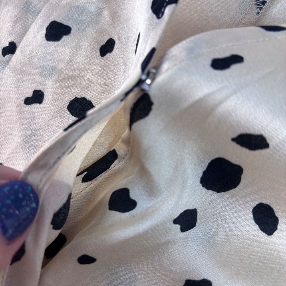 Pink Lily Dalmatian Print Satin Romper Champagne Black Kimono Sleeve Medium‎ - Picture 6 of 12